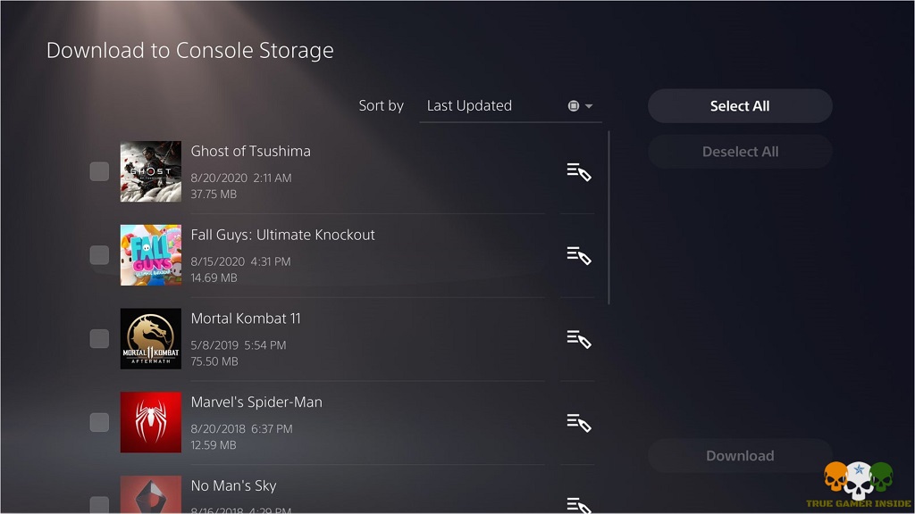 Download to Console Storage ps4